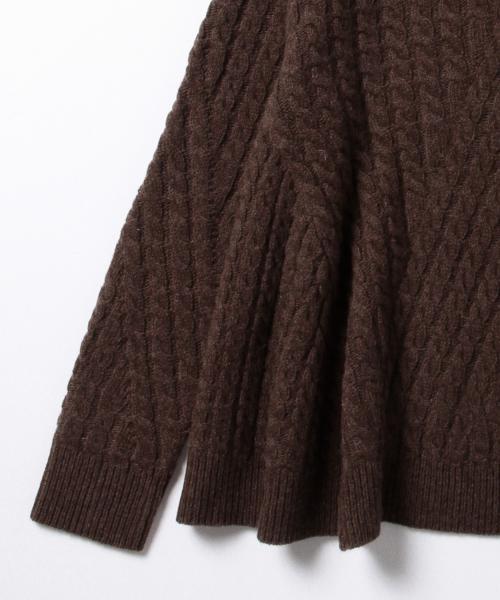 Ray BEAMS（レイビームス）の「Ray BEAMS / ケーブルフレアー ハイネック（ニット/セーター・レディース・オフホワイト/ダークブラウン/ブルー系その他・ONE SIZE）」の10枚目の写真