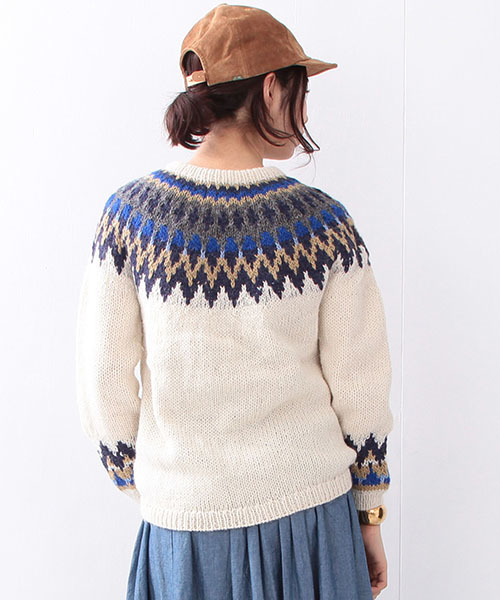 BEAMS BOY（ビームスボーイ）の「BEAMS BOY / 手編み ノルディック クルー（ニット/セーター・レディース・ホワイト/グレー・ONE SIZE）」の21枚目の写真