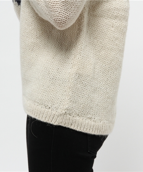 BEAMS BOY（ビームスボーイ）の「BEAMS BOY / 手編み ノルディック クルー（ニット/セーター・レディース・ホワイト/グレー・ONE SIZE）」の8枚目の写真