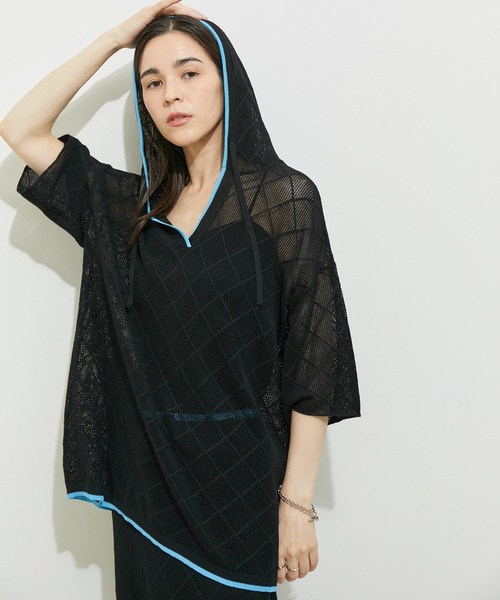 le cercle ADAM ET ROPE'（ルセルクルアダムエロペ）の「【セットアップ対応】ダイヤメッシュフーディー（パーカー・レディース・ブラック系その他/グレー系その他・FREE）」の2枚目の写真