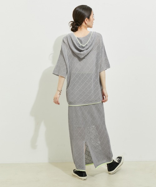 le cercle ADAM ET ROPE'（ルセルクルアダムエロペ）の「【セットアップ対応】ダイヤメッシュフーディー（パーカー・レディース・ブラック系その他/グレー系その他・FREE）」の12枚目の写真