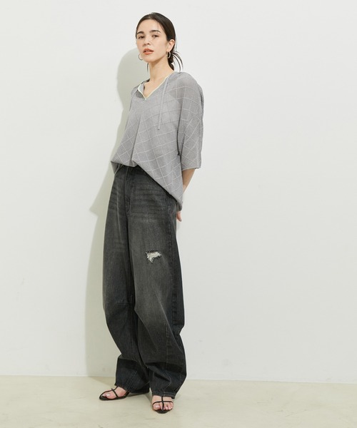 le cercle ADAM ET ROPE'（ルセルクルアダムエロペ）の「【セットアップ対応】ダイヤメッシュフーディー（パーカー・レディース・ブラック系その他/グレー系その他・FREE）」の13枚目の写真