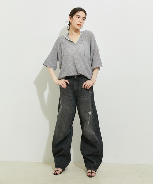 le cercle ADAM ET ROPE'（ルセルクルアダムエロペ）の「【セットアップ対応】ダイヤメッシュフーディー（パーカー・レディース・ブラック系その他/グレー系その他・FREE）」の14枚目の写真