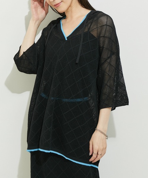 le cercle ADAM ET ROPE'（ルセルクルアダムエロペ）の「【セットアップ対応】ダイヤメッシュフーディー（パーカー・レディース・ブラック系その他/グレー系その他・FREE）」の16枚目の写真
