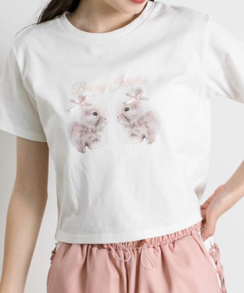 OLIVE des OLIVE（オリーブデオリーブ）の「アソートプリントTシャツ 1041060940（Tシャツ/カットソー・レディース・ホワイト/オフホワイト/ピンク/チャコールグレー/サックスブルー・FREE）」の8枚目の写真