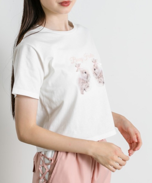 OLIVE des OLIVE（オリーブデオリーブ）の「アソートプリントTシャツ 1041060940（Tシャツ/カットソー・レディース・ホワイト/オフホワイト/ピンク/チャコールグレー/サックスブルー・FREE）」の9枚目の写真