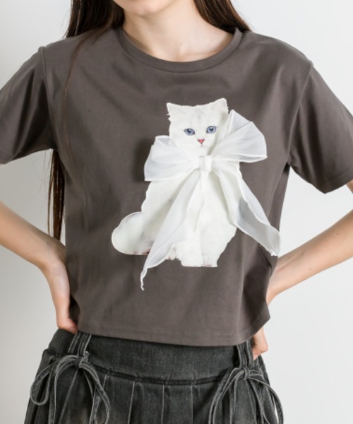 OLIVE des OLIVE（オリーブデオリーブ）の「アソートプリントTシャツ 1041060940（Tシャツ/カットソー・レディース・ホワイト/オフホワイト/ピンク/チャコールグレー/サックスブルー・FREE）」の15枚目の写真