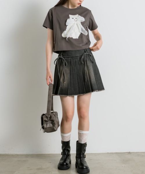 OLIVE des OLIVE（オリーブデオリーブ）の「アソートプリントTシャツ 1041060940（Tシャツ/カットソー・レディース・ホワイト/オフホワイト/ピンク/チャコールグレー/サックスブルー・FREE）」の16枚目の写真