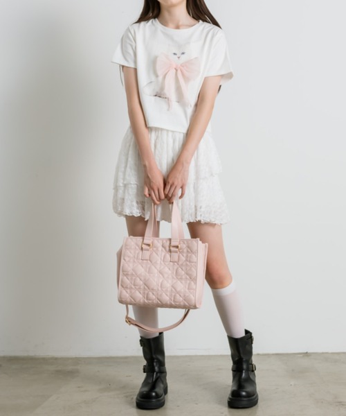 OLIVE des OLIVE（オリーブデオリーブ）の「アソートプリントTシャツ 1041060940（Tシャツ/カットソー・レディース・ホワイト/オフホワイト/ピンク/チャコールグレー/サックスブルー・FREE）」の7枚目の写真