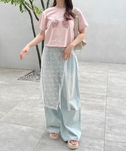 OLIVE des OLIVE（オリーブデオリーブ）の「アソートプリントTシャツ 1041060940（Tシャツ/カットソー・レディース・ホワイト/オフホワイト/ピンク/チャコールグレー/サックスブルー・FREE）」の20枚目の写真