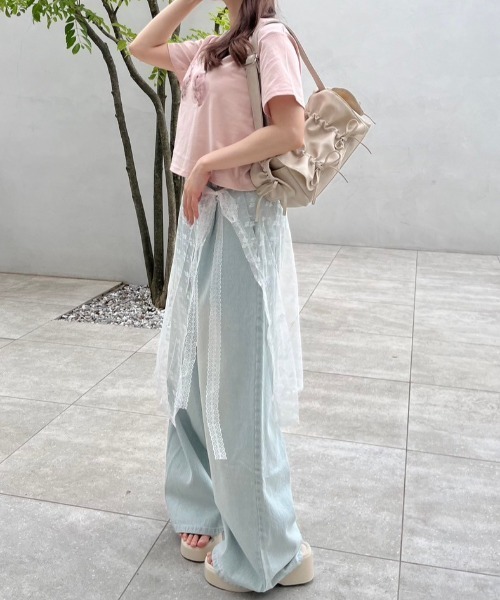 OLIVE des OLIVE（オリーブデオリーブ）の「アソートプリントTシャツ 1041060940（Tシャツ/カットソー・レディース・ホワイト/オフホワイト/ピンク/チャコールグレー/サックスブルー・FREE）」の21枚目の写真