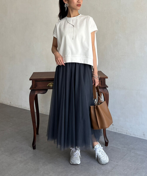 Chez toi(シェトワ)の「ラメ糸ステッチBACKコクーンTシャツ(Tシャツ/カットソー・レディース・オレンジ/チャコールグレー/オフホワイト・FREE)」の20枚目の写真