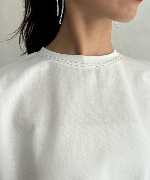 Chez toi(シェトワ)の「ラメ糸ステッチBACKコクーンTシャツ(Tシャツ/カットソー・レディース・オレンジ/チャコールグレー/オフホワイト・FREE)」の22枚目の写真