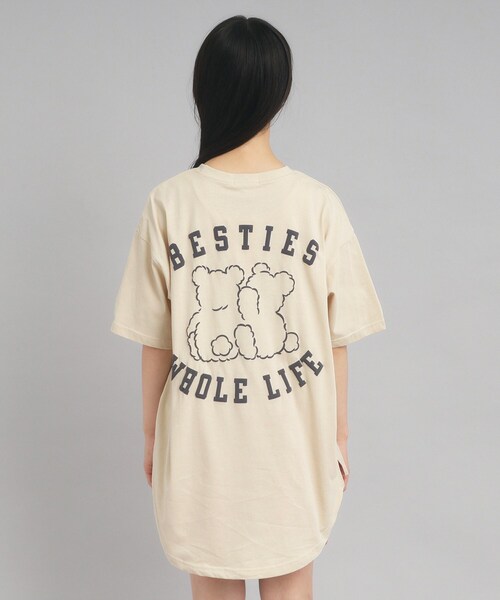 PINK-latte（ピンクラテ）の「◆【接触冷感/130cmあり】ピンクマテTシャツ（Tシャツ/カットソー・キッズ・ライトブルー/オフホワイト/ベージュ・13/14/15 /16）」の4枚目の写真