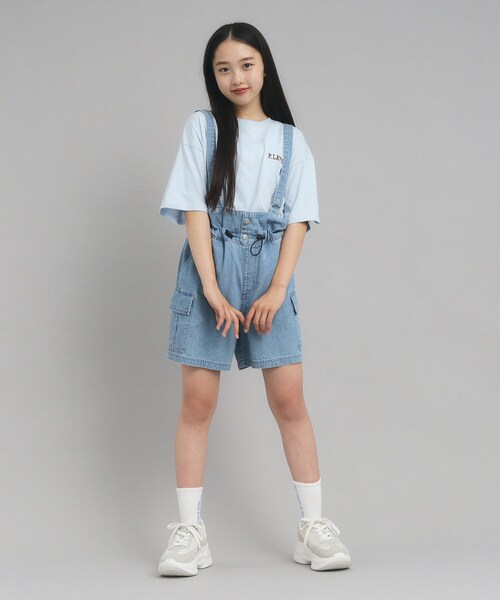 PINK-latte（ピンクラテ）の「◆【接触冷感/130cmあり】ピンクマテTシャツ（Tシャツ/カットソー・キッズ・ライトブルー/オフホワイト/ベージュ・13/14/15 /16）」の11枚目の写真