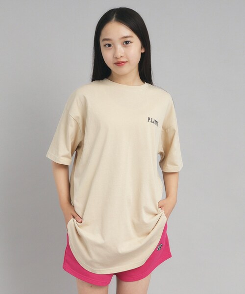 PINK-latte（ピンクラテ）の「◆【接触冷感/130cmあり】ピンクマテTシャツ（Tシャツ/カットソー・キッズ・ライトブルー/オフホワイト/ベージュ・13/14/15 /16）」の13枚目の写真