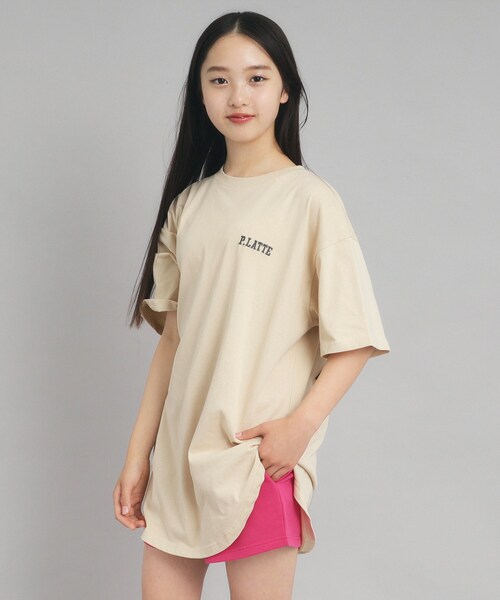 PINK-latte（ピンクラテ）の「◆【接触冷感/130cmあり】ピンクマテTシャツ（Tシャツ/カットソー・キッズ・ライトブルー/オフホワイト/ベージュ・13/14/15 /16）」の14枚目の写真