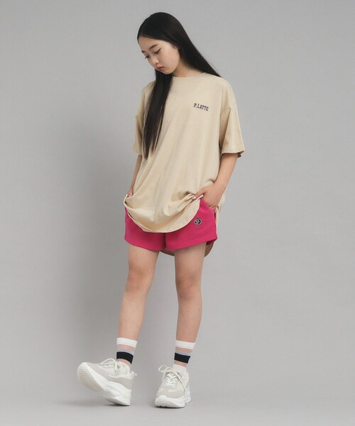 PINK-latte（ピンクラテ）の「◆【接触冷感/130cmあり】ピンクマテTシャツ（Tシャツ/カットソー・キッズ・ライトブルー/オフホワイト/ベージュ・13/14/15 /16）」の15枚目の写真