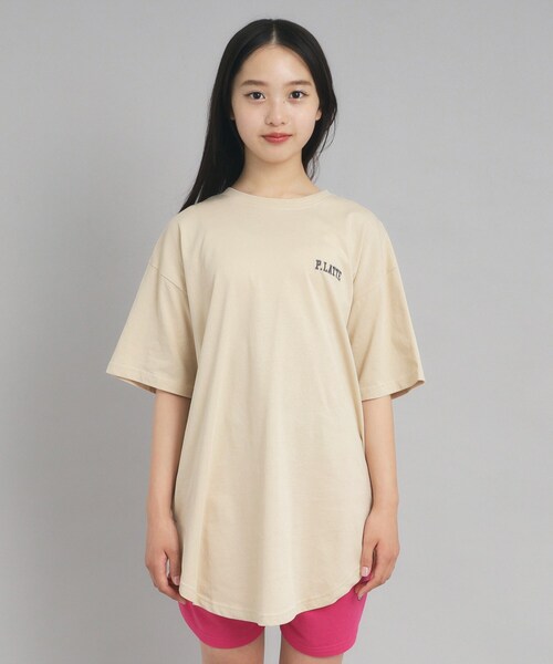 PINK-latte（ピンクラテ）の「◆【接触冷感/130cmあり】ピンクマテTシャツ（Tシャツ/カットソー・キッズ・ライトブルー/オフホワイト/ベージュ・13/14/15 /16）」の17枚目の写真