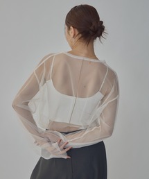 配色パイピングシアートップス