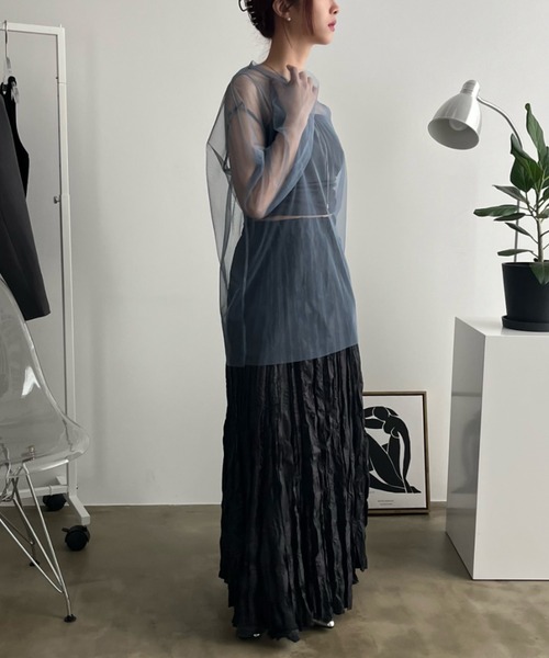 bita.（ビタ）の「配色パイピングシアートップス（Tシャツ/カットソー・レディース・ブルー/ブラック/ホワイト・FREE）」の5枚目の写真