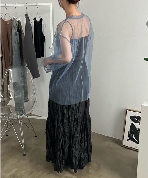 bita.（ビタ）の「配色パイピングシアートップス（Tシャツ/カットソー・レディース・ブルー/ブラック/ホワイト・FREE）」の8枚目の写真