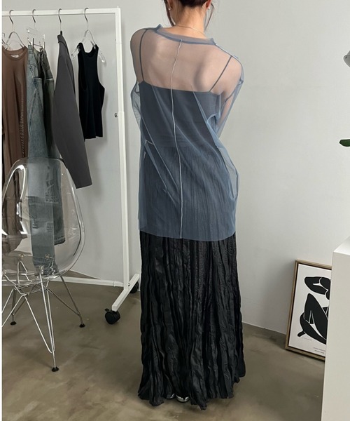 bita.（ビタ）の「配色パイピングシアートップス（Tシャツ/カットソー・レディース・ブルー/ブラック/ホワイト・FREE）」の9枚目の写真