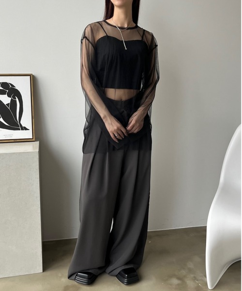 bita.（ビタ）の「配色パイピングシアートップス（Tシャツ/カットソー・レディース・ブルー/ブラック/ホワイト・FREE）」の17枚目の写真