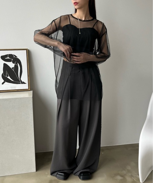 bita.（ビタ）の「配色パイピングシアートップス（Tシャツ/カットソー・レディース・ブルー/ブラック/ホワイト・FREE）」の18枚目の写真