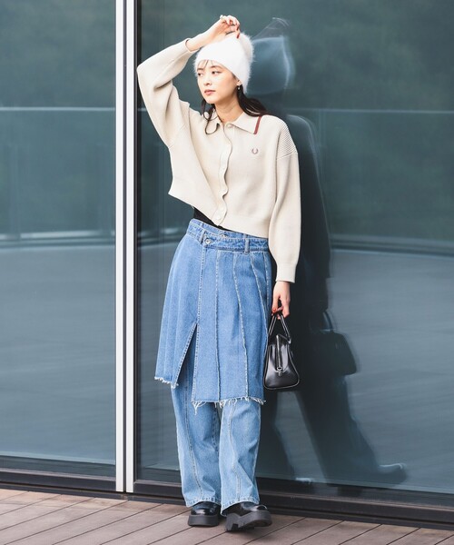 「Ray BEAMS」 「FRED PERRY」ニットカーディガン 10 ブルー系その他 レディース Ray BEAMS 「Ray BEAMS」 「FRED PERRY」ニットカーディガン 10