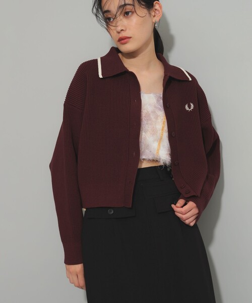 Ray BEAMS(レイビームス)の「FRED PERRY / 別注 Tipped Collar Cardigan(カーディガン/ボレロ・レディース・ネイビー/ホワイト系その他/レッド系その他・ONE SIZE)」の20枚目の写真