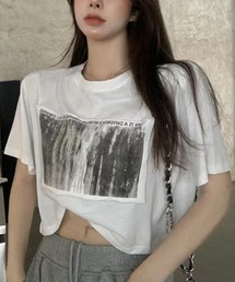 【2色展開】フォトプリントクロップドTシャツ