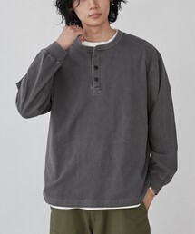coen | ピグメントヘンリーネックロングTシャツ(Tシャツ/カットソー)