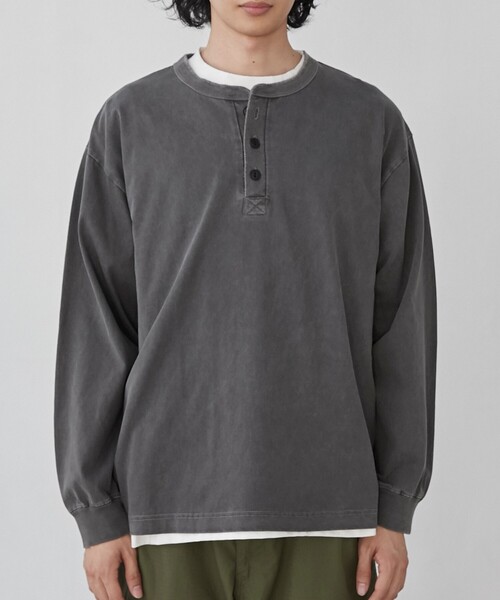 coen(コーエン)の「ピグメントヘンリーネックロングTシャツ(Tシャツ/カットソー・メンズ・ダークグレー/ナチュラル・M/L/XL)」の8枚目の写真