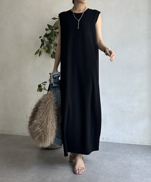 DouDou（ドゥドゥ）の「チュール切替タンクワンピース（ワンピース・レディース・ベージュ/ブラウン/ブラック・FREE）」の2枚目の写真