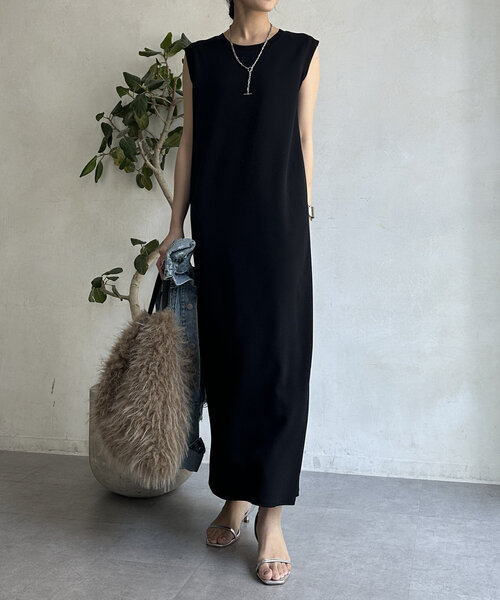 DouDou（ドゥドゥ）の「チュール切替タンクワンピース（ワンピース・レディース・ベージュ/ブラウン/ブラック・FREE）」の5枚目の写真