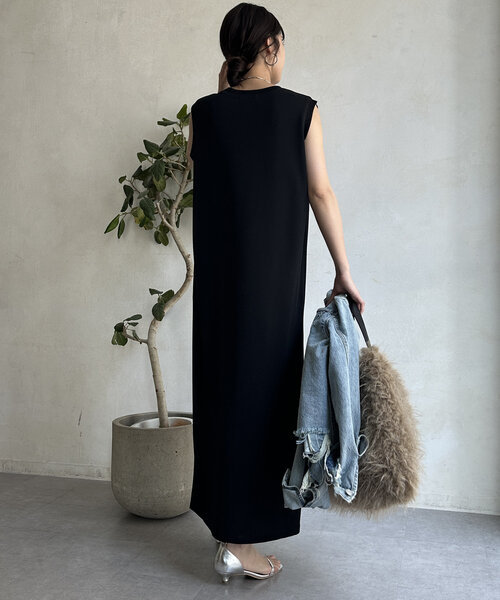 DouDou（ドゥドゥ）の「チュール切替タンクワンピース（ワンピース・レディース・ベージュ/ブラウン/ブラック・FREE）」の7枚目の写真