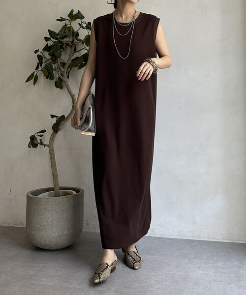 DouDou（ドゥドゥ）の「チュール切替タンクワンピース（ワンピース・レディース・ベージュ/ブラウン/ブラック・FREE）」の13枚目の写真