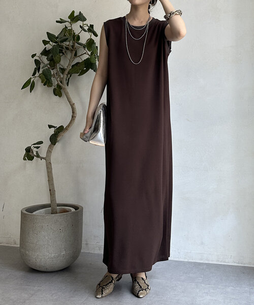 DouDou（ドゥドゥ）の「チュール切替タンクワンピース（ワンピース・レディース・ベージュ/ブラウン/ブラック・FREE）」の14枚目の写真