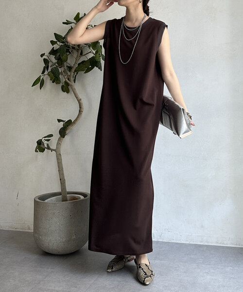 DouDou（ドゥドゥ）の「チュール切替タンクワンピース（ワンピース・レディース・ベージュ/ブラウン/ブラック・FREE）」の16枚目の写真