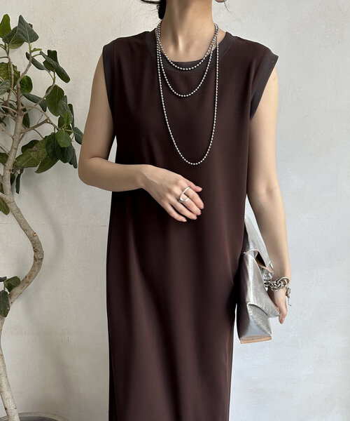 DouDou（ドゥドゥ）の「チュール切替タンクワンピース（ワンピース・レディース・ベージュ/ブラウン/ブラック・FREE）」の19枚目の写真