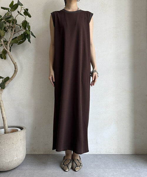 DouDou（ドゥドゥ）の「チュール切替タンクワンピース（ワンピース・レディース・ベージュ/ブラウン/ブラック・FREE）」の22枚目の写真