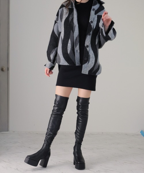 VIVIAN(ヴィヴィアン)の「厚底プラットフォームストレッチニーハイブーツ(ブーツ・レディース・ブラック系その他3/ブラック・LL/L/M/S)」の19枚目の写真