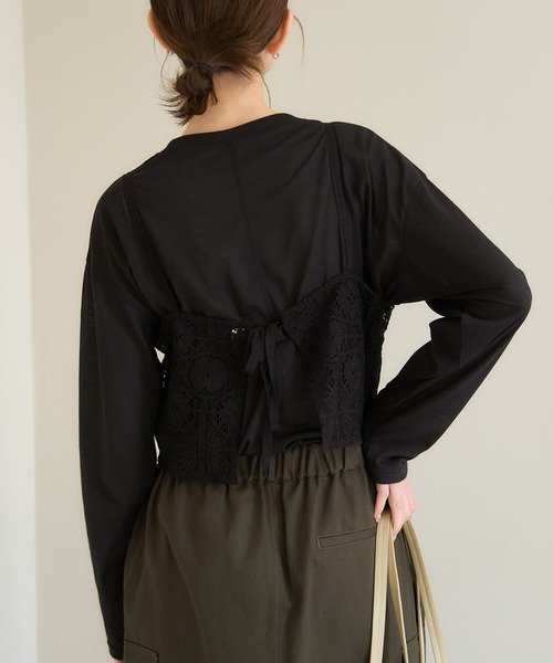 ROPE' PICNIC(ロペピクニック)の「ロゴシアーロングTシャツ(Tシャツ/カットソー・レディース・ブラック/ブラック系その他/ベージュ/ホワイト/ホワイト系その他/ベージュ系その他・38)」の11枚目の写真