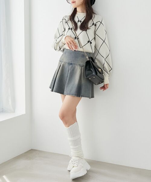 MAJESTIC LEGON（マジェスティックレゴン）の「プチリボンビジューニット（ニット/セーター・レディース・ピンク系その他2/ホワイト系その他2/ブラック系その他/グレー系その他・MEDIUM）」の18枚目の写真