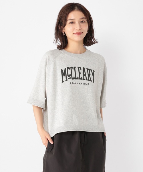 studio CLIP（スタディオクリップ）の「12ゲージロゴプリントニットTシャツ（Tシャツ/カットソー・レディース・アイボリー/ライトグレー/スモーク・FREE）」の2枚目の写真