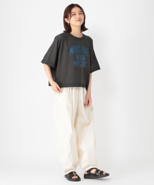 studio CLIP（スタディオクリップ）の「12ゲージロゴプリントニットTシャツ（Tシャツ/カットソー・レディース・アイボリー/ライトグレー/スモーク・FREE）」の5枚目の写真