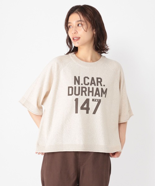 studio CLIP（スタディオクリップ）の「12ゲージロゴプリントニットTシャツ（Tシャツ/カットソー・レディース・アイボリー/ライトグレー/スモーク・FREE）」の8枚目の写真