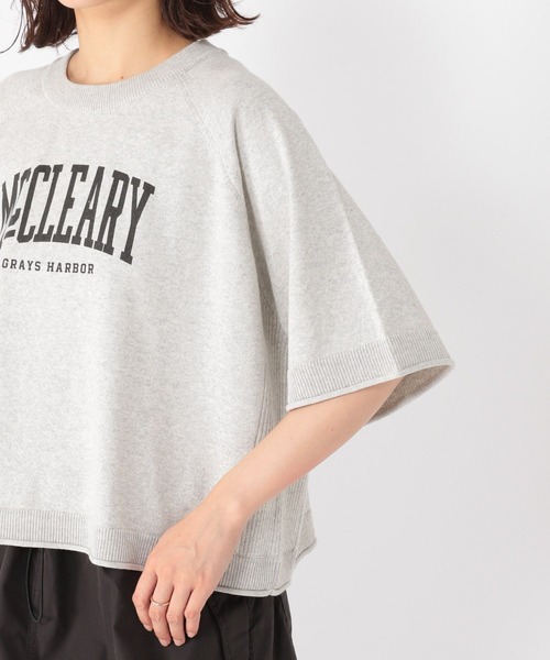 studio CLIP（スタディオクリップ）の「12ゲージロゴプリントニットTシャツ（Tシャツ/カットソー・レディース・アイボリー/ライトグレー/スモーク・FREE）」の14枚目の写真