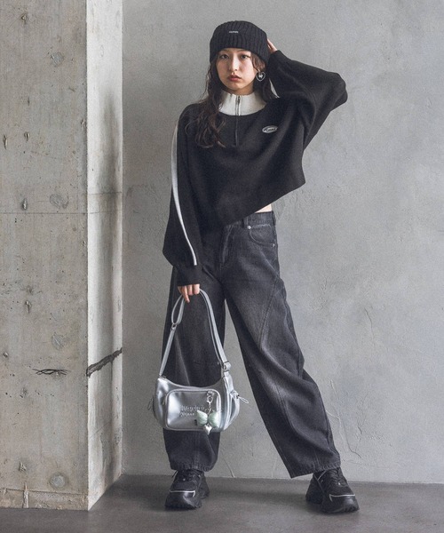 repipi armario（レピピ アルマリオ）の「ハーフZIPラインニットトップス（ニット/セーター・キッズ・アイボリー/ブルー/ブラック/グリーン・SMALL/MEDIUM/LARGE）」の12枚目の写真